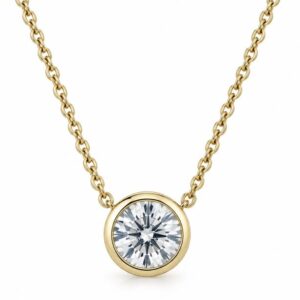 14K Y 1.04 CT LAB GROWN DIAMOND BEZEL-SET NECKLACE