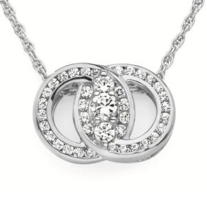 14K WHITE GOLD .50 CTTW DIAMOND MARRIAGE SYMBOL NECKLACE