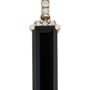 14K Y BLACK AGATE BAR .10 CTTW DIAMOND PENDANT