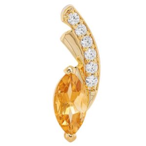 14K Y MARQUISE CITRINE .09 CTTW DIAMOND PENDANT