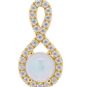 14K Y .55 CT ETHIOPIAN OPAL .31 CTTW DIAMOND PENDANT