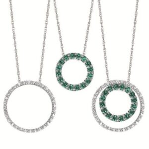 10K W .10 CTTW DIAMOND .40 CTTW CREATED EMERALD NECKLACE