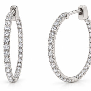 14K W 6,7 1.90 TW DIAMOND OVAL HOOP HINGED EARRINGS