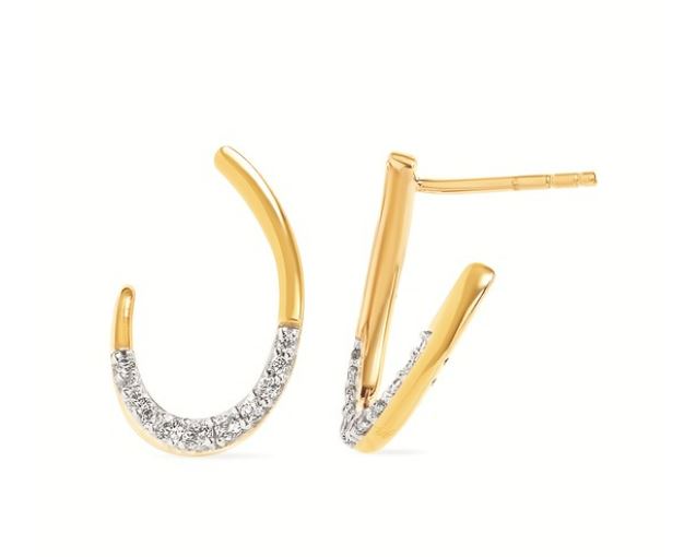 14K Y .21CTTW DIAMOND LOOP POST EARRINGS