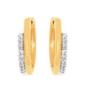 14K Y .16 CTTW DIAMOND DOUBLE ROW HOOP EARRINGS