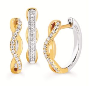 10K TWO-TONE .25 CTTW REVERSIBLE DIAMOND HOOPS