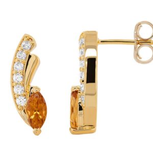 14K Y CITRINE .19 CTTW DIAMOND STUD EARRINGS