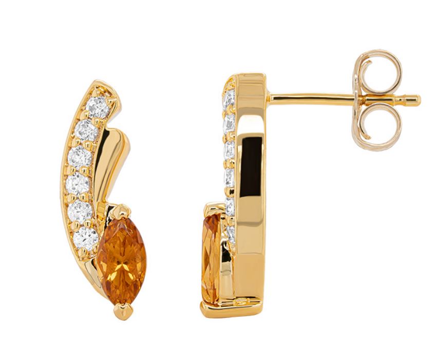 14K Y CITRINE .19 CTTW DIAMOND STUD EARRINGS