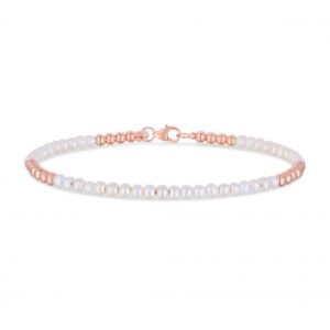 14K PINK GOLD 7" BEADED FRESH WATER PEARL BANGLE