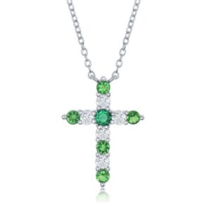 SS MAY BIRTHSTONE CZ CROSS NECKLACE