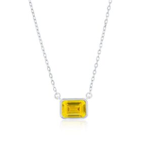 SS NOVEMBER BIRTHSTONE EM CUT BEZEL CZ NECKLACE