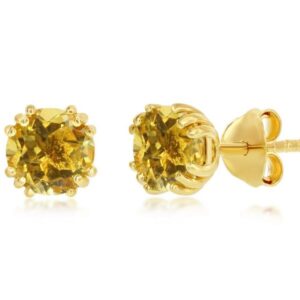 SS GOLD-TONE SWAROVSKI CITRINE STUD EARRINGS