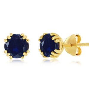 SS GOLD-TONE SWAROVSKI SAPPHIRE STUD EARRINGS