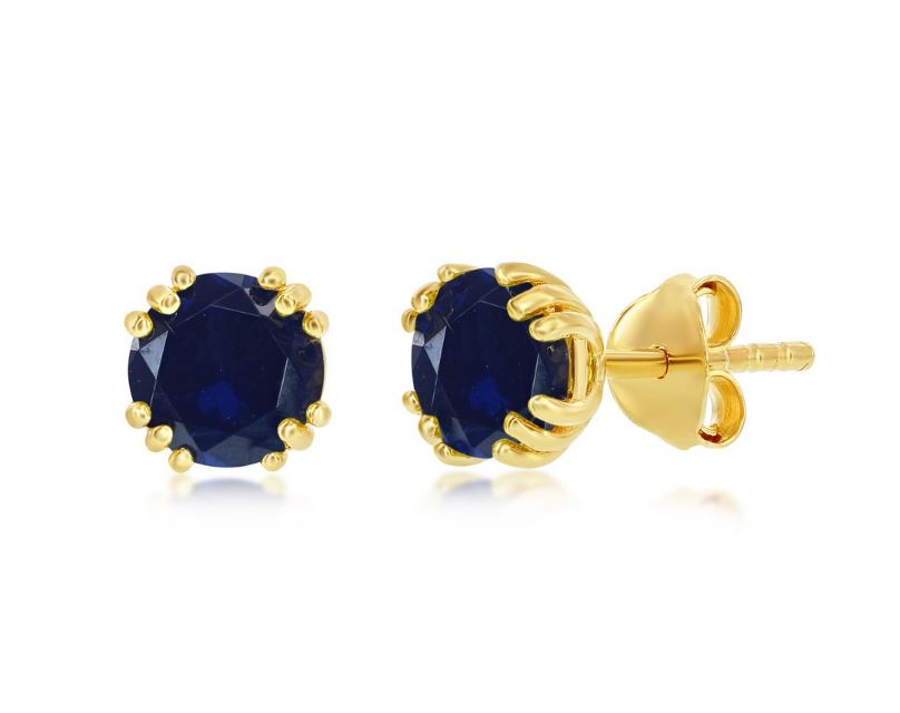 SS GOLD-TONE SWAROVSKI SAPPHIRE STUD EARRINGS