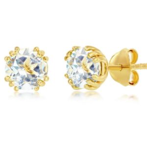 SS GOLD-TONE SWAROVSKI WHITE TOPAZ STUD EARRINGS