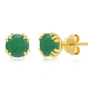 SS GOLD-TONE SWAROVSKI EMERALDS STUD EARRINGS