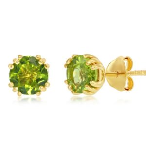 SS GOLD-TONE SWAROVSKI PERIDOT STUD EARRINGS