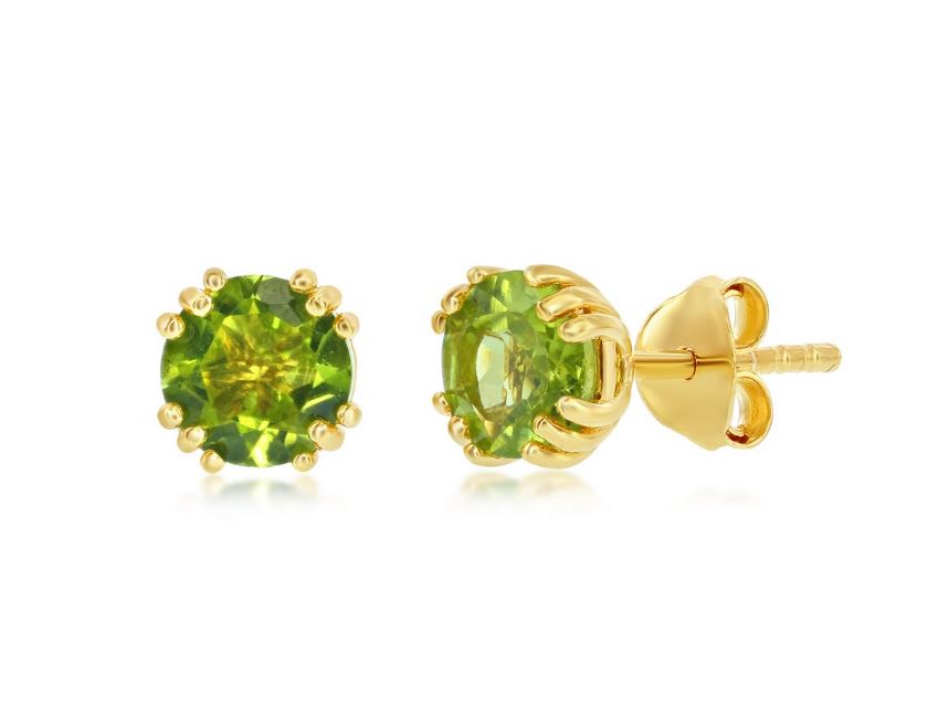 SS GOLD-TONE SWAROVSKI PERIDOT STUD EARRINGS