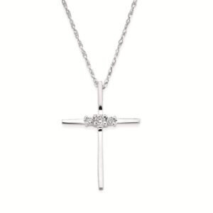 SS GOLD-TONE .10 CTTW DIAMOND CROSS NECKLACE