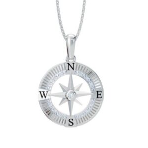 SS .05CTTW DIAMOND COMPASS NECKLACE