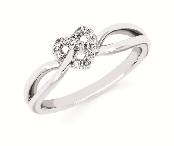 SS .07 CTTW DIAMOND HEART RING