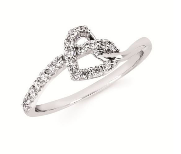 SS .25 CTTW DIAMOND HEART RING