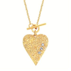 SS GOLD-TONE .05 CTTW DIAMOND HEART NECKLACE