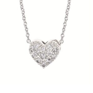 STERLING SILVER .16 CTTW DIAMOND HEART NECKLACE