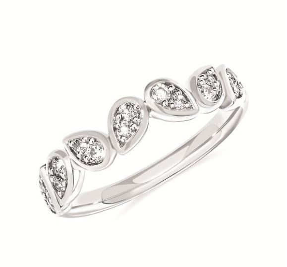 STERLING SILVER .25 CTTW DIAMOND PEAR SHAPED RING