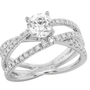 14K W .38 CTTW 1.5, 2-6 DIAMOND 3-ROW RING MOUNTING