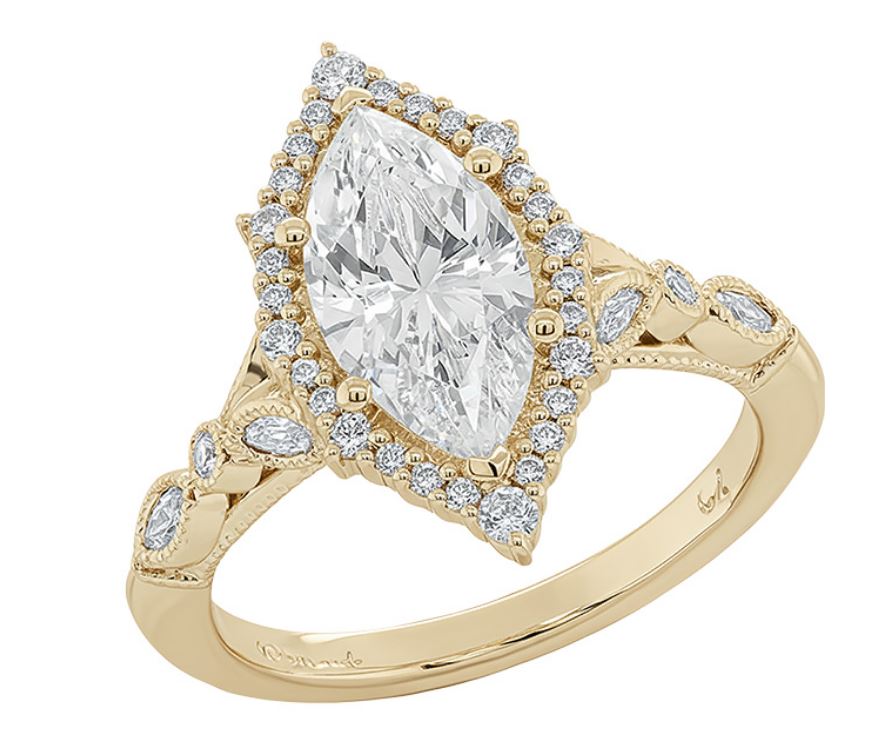14K Y MARQUISE .38 CTTW DIAMOND ENGAGEMENT MOUNTING