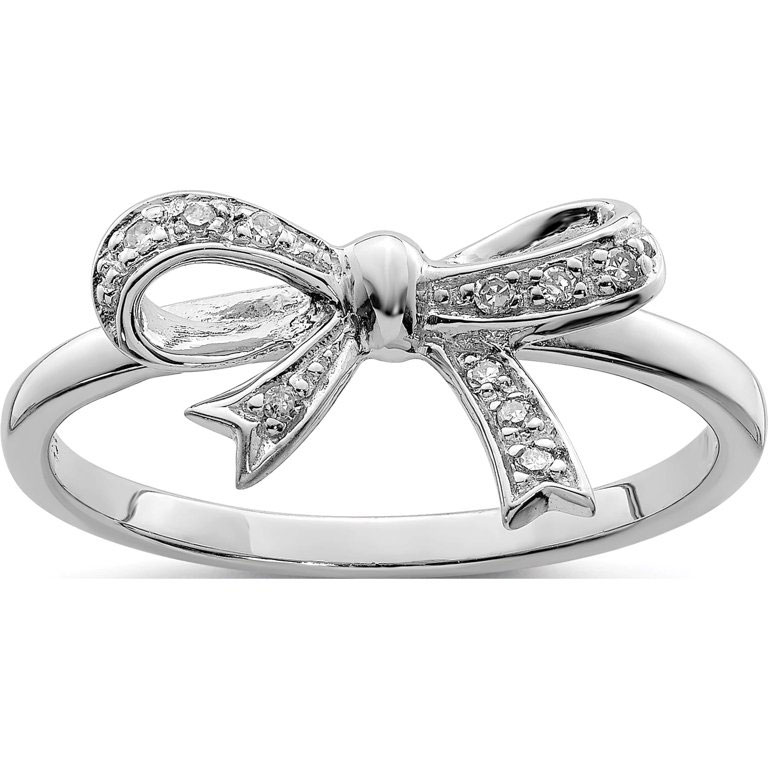 14K WHITE GOLD DIAMOND BOW RING