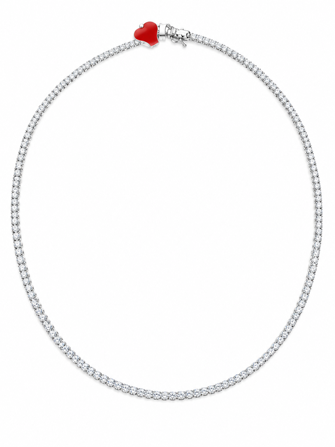 14K WHITE GOLD 3.00 CTTW TENNIS NECKLACE 17"