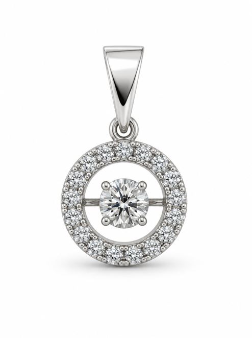 14KW .36CTTW DIAMOND HALO PENDANT