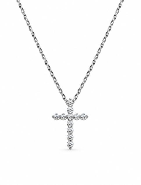 14KW .13CTTW DIAMOND CROSS NECKLACE