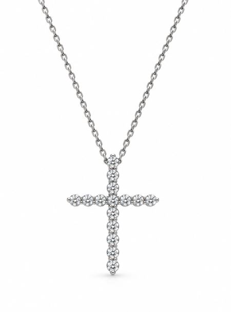 14KW .21CTTW DIAMOND CROSS NECKLACE