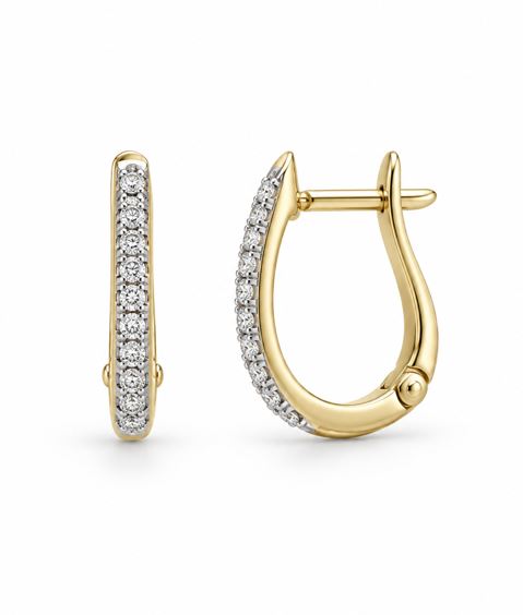 14KY .18CTTW DIAMOND HINGED HOOPS