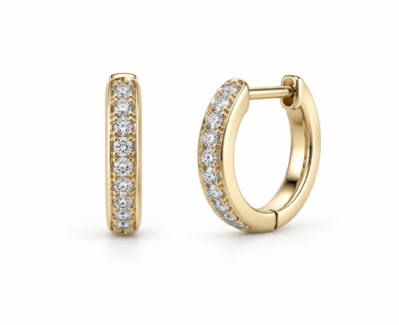 14KY .24CTTW DIAMOND HINGED HOOPS