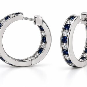 14KW .93CTTW DIAMOND 1.35CTTW SAPPHIRE HOOPS