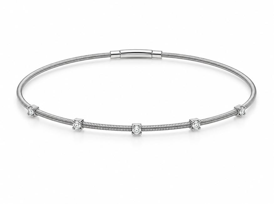 14KW .22CTTW DIAMOND FLEX BANGLE BRACELET