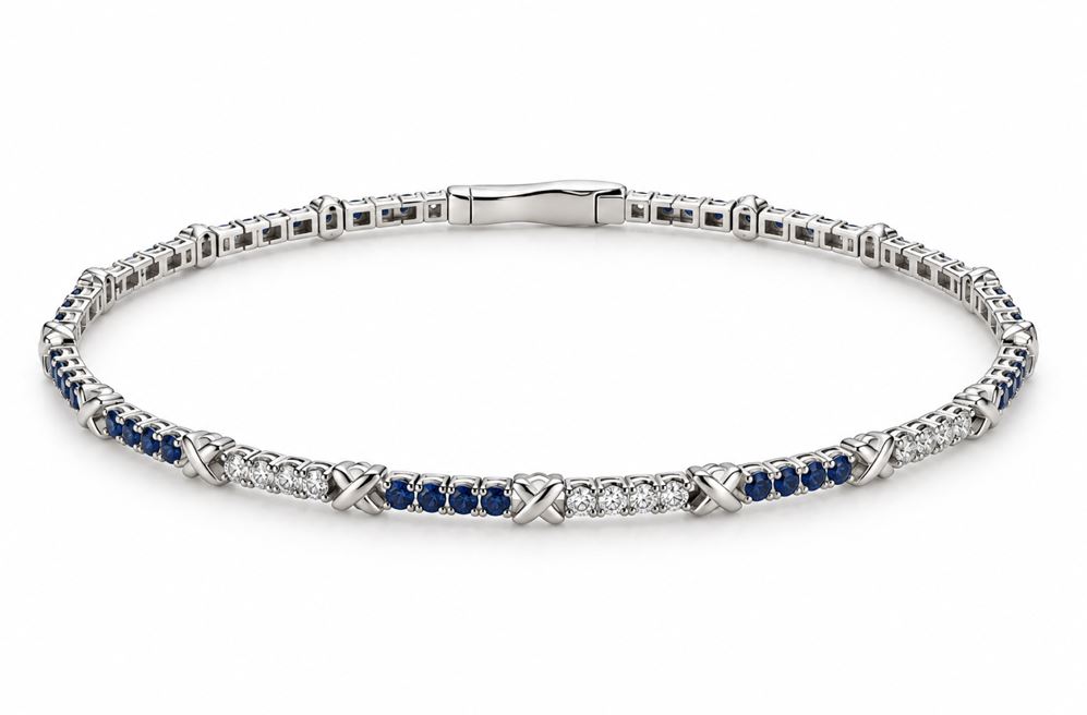 14KW .16CTTW DIAMOND .20CTTW SAPPHIRE BANGLE