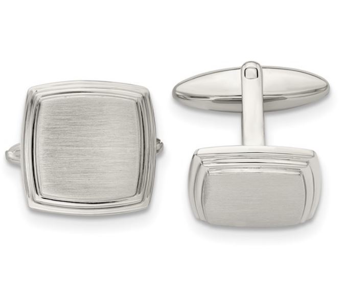 MEN'S STAINLESS STEEL ENGRAVABLE SQUARE CUFF LINKS