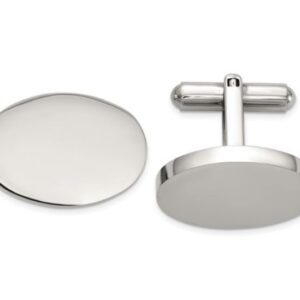 MEN'S STAINLESS STEEL OVAL ENGRAVABLE CUFF LINKS