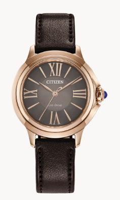 CITIZEN LADIES ROSE ROUND BROWN DIAL WATCH