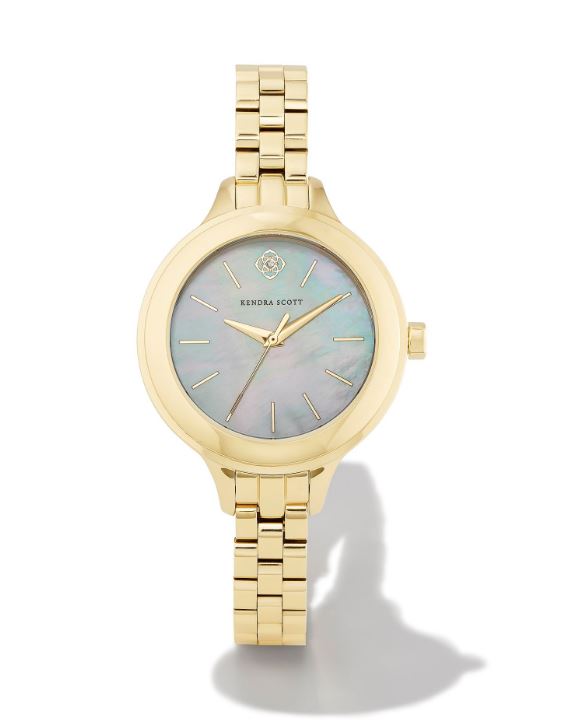 KENDRA SCOTT ALEX 35MM GOLD-TONE MOP WATCH