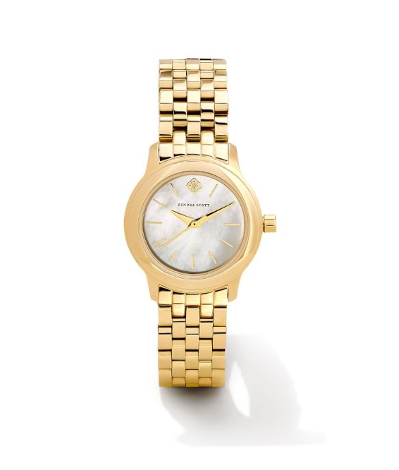 KENDRA SCOTT ALEX 28MM GOLD-TONE MOP WATCH