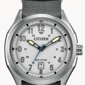 CITIZEN GENTS SSTEEL GRAY NEYLON STRAP WATCH