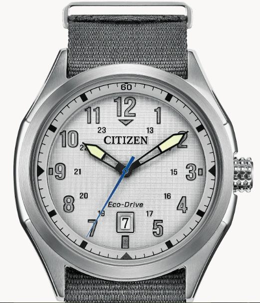 CITIZEN GENTS SSTEEL GRAY NEYLON STRAP WATCH