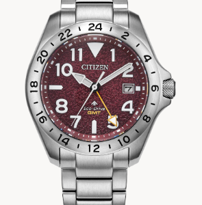 CITIZEN GENTS SSTEEL BURGUNDY DIAL WATCH