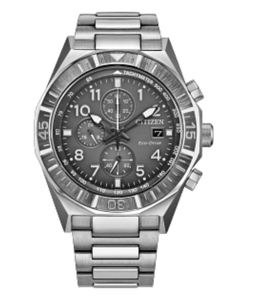 CITIZEN GENTS SSTEEL ROUND GRAY DIAL CHONO WATCH